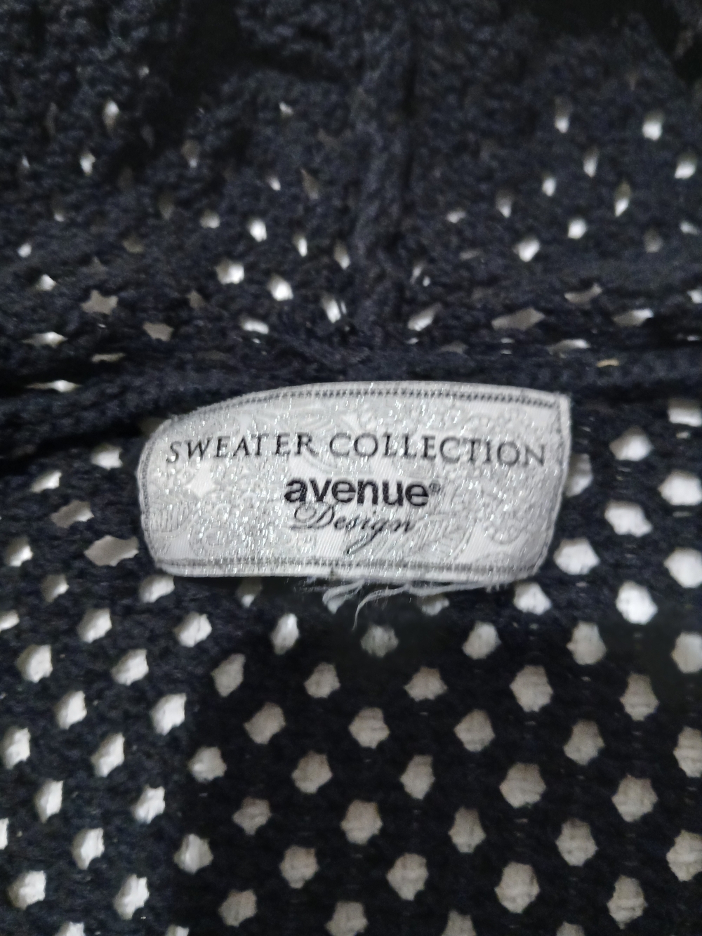 Avenue Black Open-Weave Cardigan Sweater